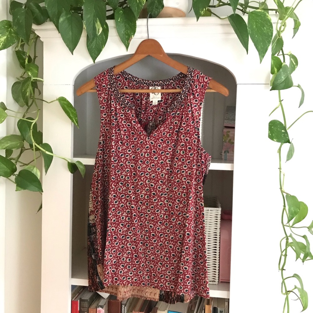 Anthropologie Tamarosa Pleat Back Tank